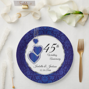 Assiettes En Carton 45th Sapphire Anniversary Keepsake Design