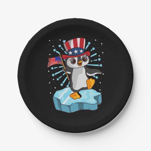 Assiettes En Carton 4 juillet 2021 Penguin (Devant)