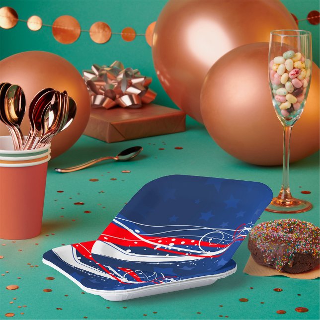 Assiettes En Carton 4 Juillet Abstrait (Créateur téléchargé)