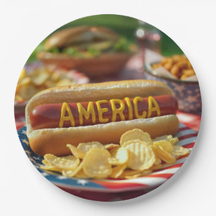 Assiettes En Carton 4 juillet américain Hot Dog