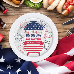 Assiettes En Carton 4 juillet barbecue feux d'artifice étoiles et rayu
