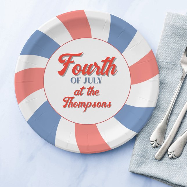 Assiettes En Carton 4 juillet Coutume rouge blanc et bleu (Fourth of July custom party paper plates)