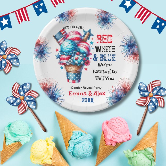 Assiettes En Carton 4 Juillet Crème glacée Genre Reveillez (Créateur téléchargé)
