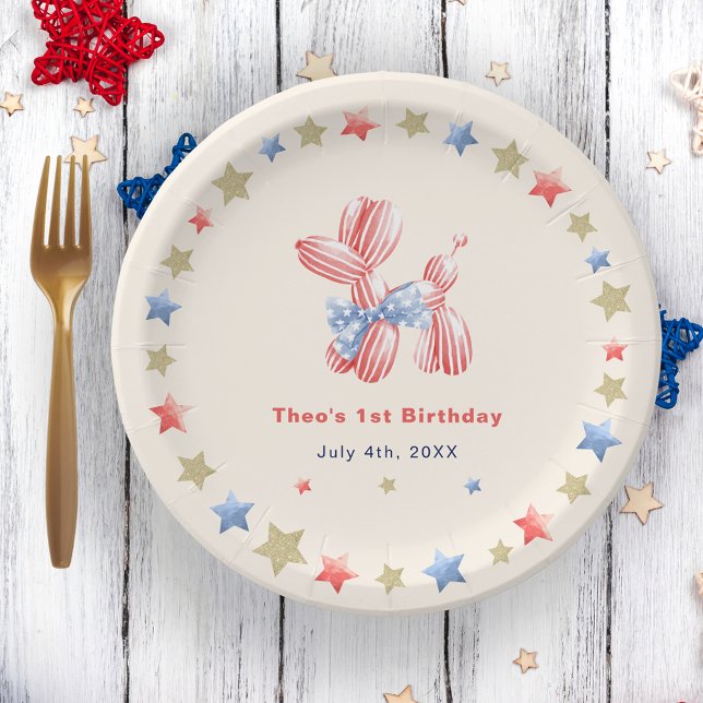 Assiettes En Carton 4 juillet Cute Balloon Star 1er anniversaire (Créateur téléchargé)