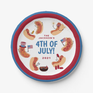 Assiettes En Carton 4 juillet de chien chaud patriotique mignon