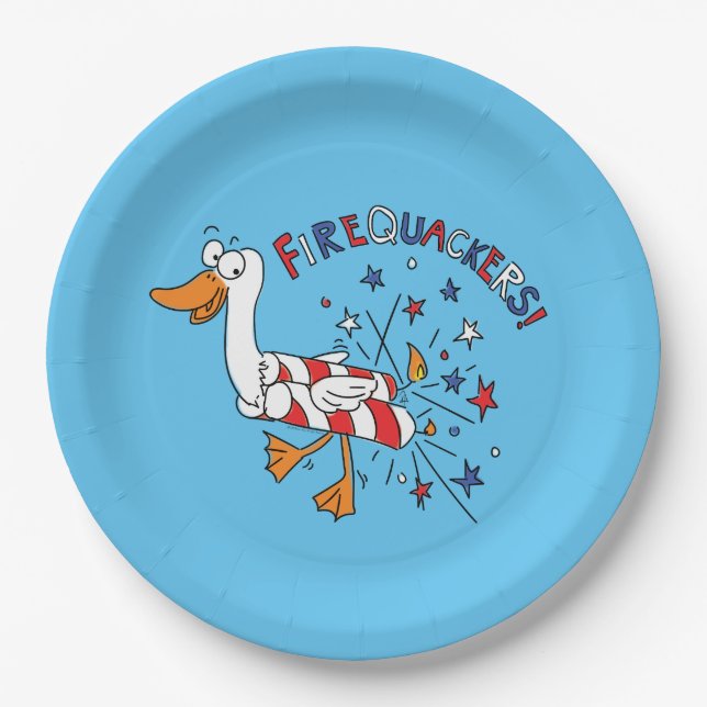Assiettes En Carton 4 juillet Drôle Duck Kids (Devant)