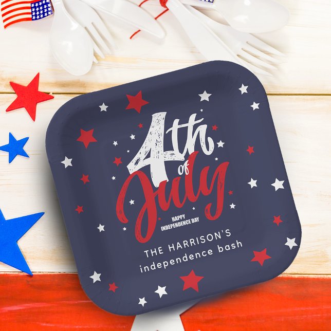 Assiettes En Carton 4 juillet Fête de l'Indépendance Rouge Bleu blanc (4th Of July Independence Day Red White Blue Paper Plates)