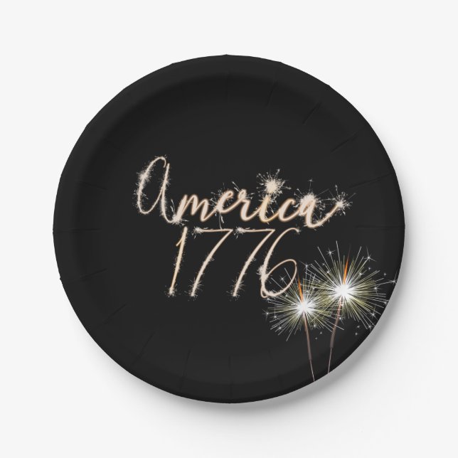 Assiettes En Carton 4 juillet Parti Sparkler 1776 (Devant)
