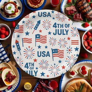 Assiettes En Carton 4 juillet patriotique 🇺 🇸 Feux d'artifice, Éto