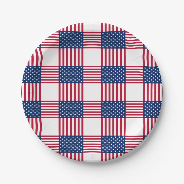 Assiettes En Carton 4 juillet Plaques de papier patriotique (Devant)