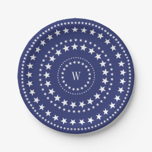 Assiettes En Carton 4 juillet Plaques Papier Monogram Party