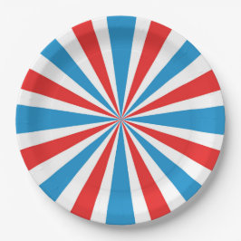 Assiettes En Carton 4 juillet Sunburst rouge, blanc et bleu