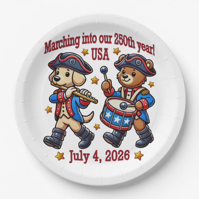 Assiettes En Carton 4 juillet USA 250e anniversaire Semiquincentenaire (Devant)