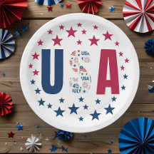 4 juillet USA Plaque papier avec étoiles
