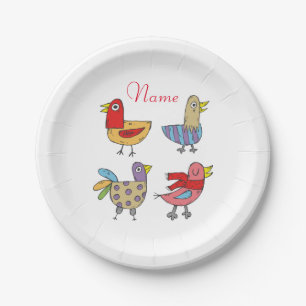 Assiettes En Carton 4 Oiseaux amusants Thunder_Cove