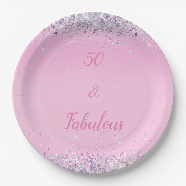 Assiettes En Carton 50 et fabuleuse Parties scintillant holographique  (Devant)