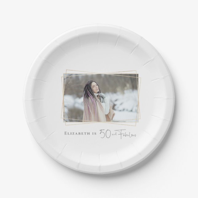 Assiettes En Carton 50 et fabuleuse photo personnalisée (Devant)