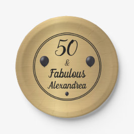 Assiettes En Carton 50 et fabuleux 50e anniversaire Gold Black