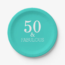 50 Et Fabuleux anniversaire Blanc Turquoise Bleu