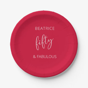 Assiettes En Carton 50 et fabuleux Anniversaire moderne Script rouge