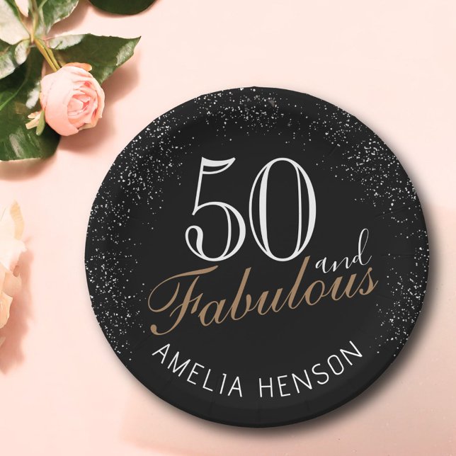 Assiettes En Carton 50 et fabuleux Elegant Black 50e anniversaire (Créateur téléchargé)