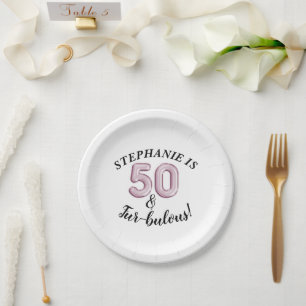 Assiettes En Carton 50 Et Fabuleux Pink Black Fur-bulous