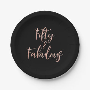 Assiettes En Carton 50 et fabuleux Rose Gold Foil Anniversaire