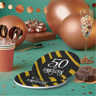 Assiettes En Carton 50 et Fabulous Black and Gold