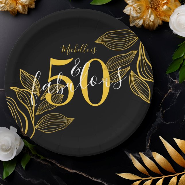 Assiettes En Carton 50 et Fabulous Black & Gold Plaque en papier moder (Créateur téléchargé)