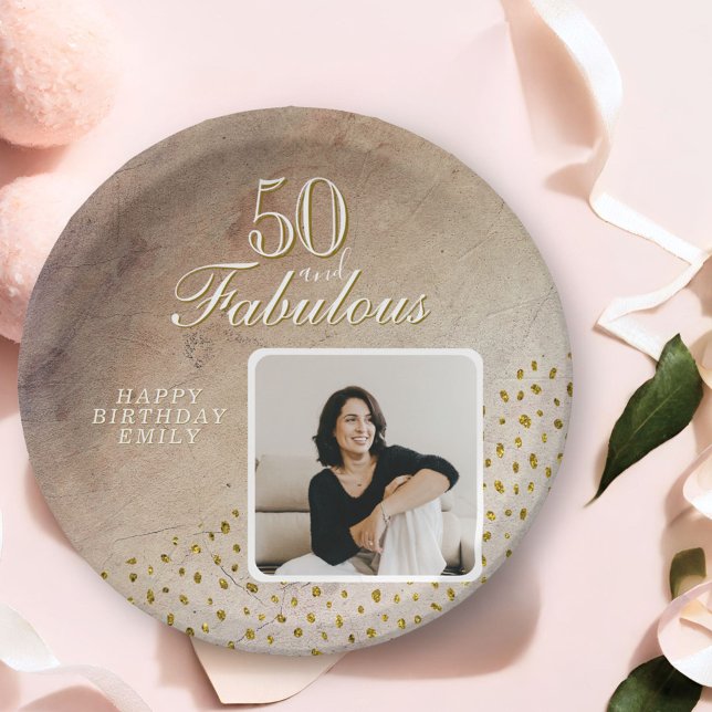 Assiettes En Carton 50 et Fabulous Gold Parties scintillant Photo 50e  (Créateur téléchargé)