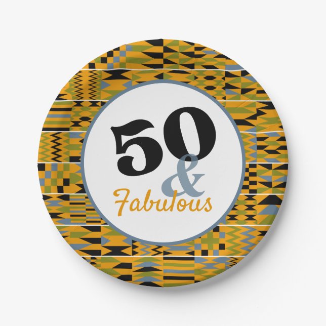Assiettes En Carton 50 et Fabulous Golden Kente Party (Devant)