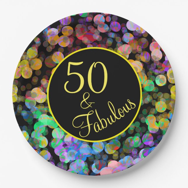 Assiettes En Carton 50 et Fabulous Rainbow 50th Birthday Party (Devant)