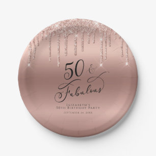 Assiettes En Carton 50 Fabuleux Rose Gold Parties scintillant personna