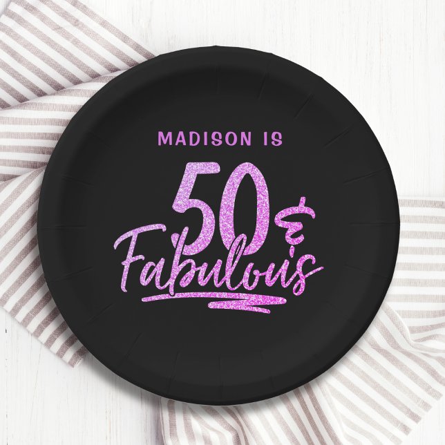 Assiettes En Carton 50 & Fabulous Purple Parties scintillant 50e anniv (Créateur téléchargé)