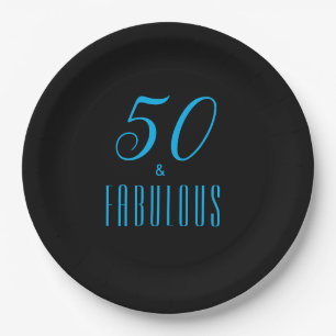Assiettes En Carton 50 & Fabulous Sky Blue Black