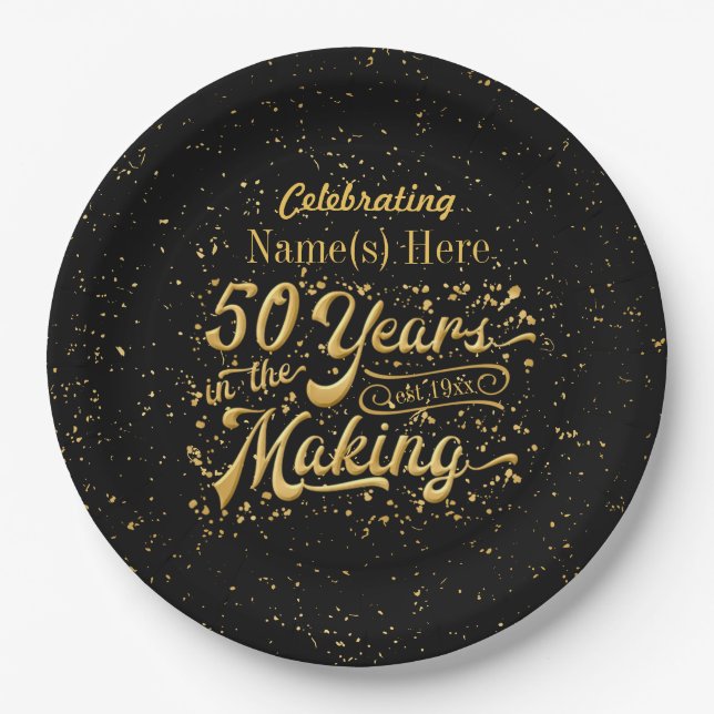 Assiettes En Carton 50e anniversaire - 50 ans en préparation (Devant)