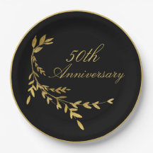 50e anniversaire 50 Cinquante feuille d'or noir