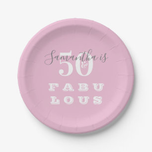 Assiettes En Carton 50e anniversaire 50 fabuleux Pink Grey Party