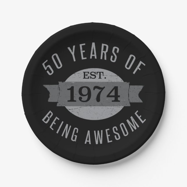 Assiettes En Carton 50e anniversaire Awesome 1974 (Devant)