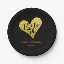 50e anniversaire Bonjour 50 Noir | Coeur Or Faux
