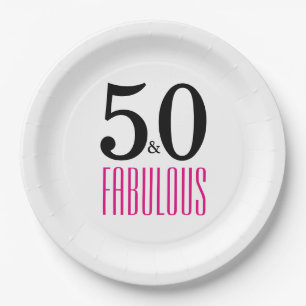 Assiettes En Carton 50e anniversaire de l'élégante fête rose