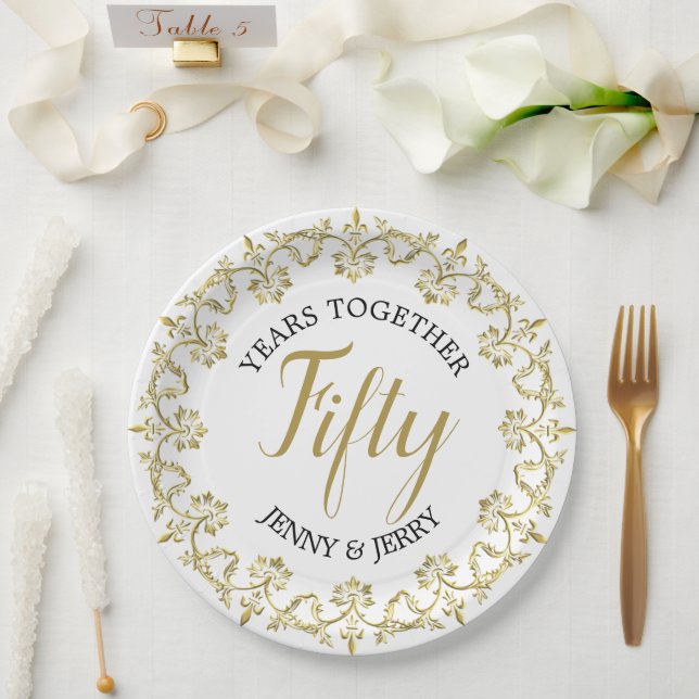 Assiettes En Carton 50e anniversaire de mariage (Mariage)