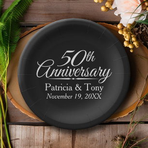 Assiettes En Carton 50e anniversaire de Mariage d'or Personnalisé