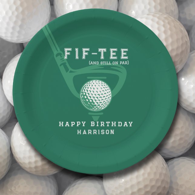 Assiettes En Carton 50e anniversaire fête Nom personnalisé Modern Golf (Créateur téléchargé)