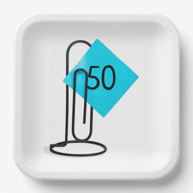 Assiettes En Carton 50e Anniversaire Note sur un clip papier (Recto)
