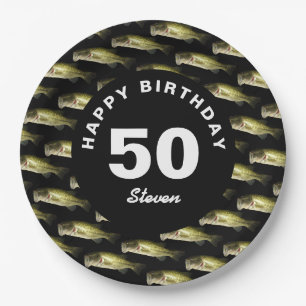 Assiettes En Carton 50e anniversaire Pêche au bar personnalisée