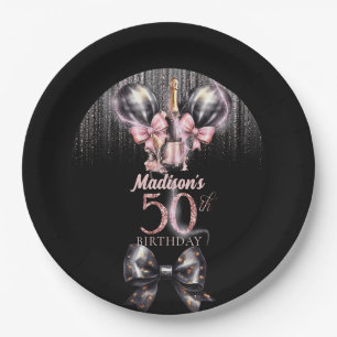 Assiettes En Carton 50e anniversaire personnalisé Champagne de luxe