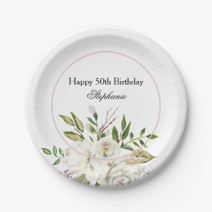 Assiettes En Carton 50e Anniversaire Plate de papier floral