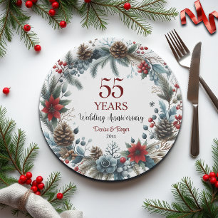 Assiettes En Carton 55e Mariage émeraude Anniversaire Elégant hiver