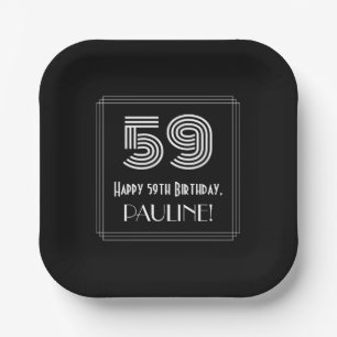 Assiettes En Carton 59e anniversaire — Art Déco Inspiré Look "59"
